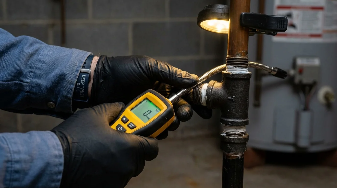Gas leak detection with electronic sniffer by Johns Plumbing LLC in San Jose