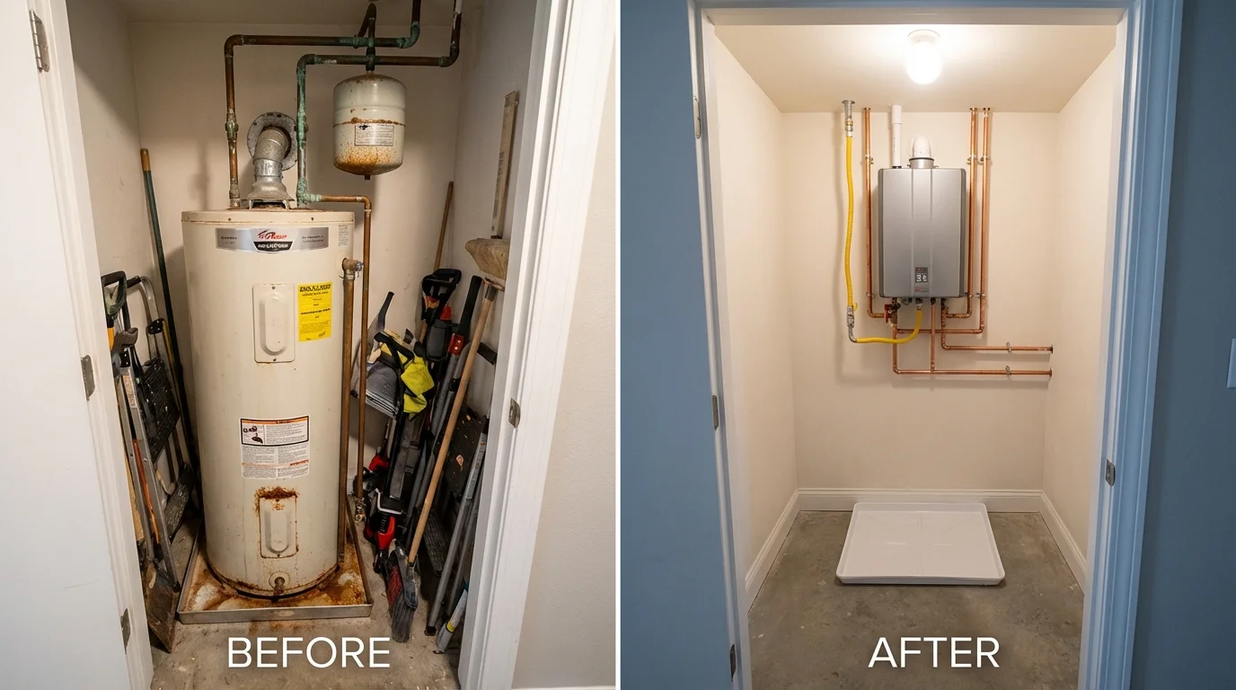 Tank water heater versus wall-mounted tankless unit comparison for San Jose, CA homeowners