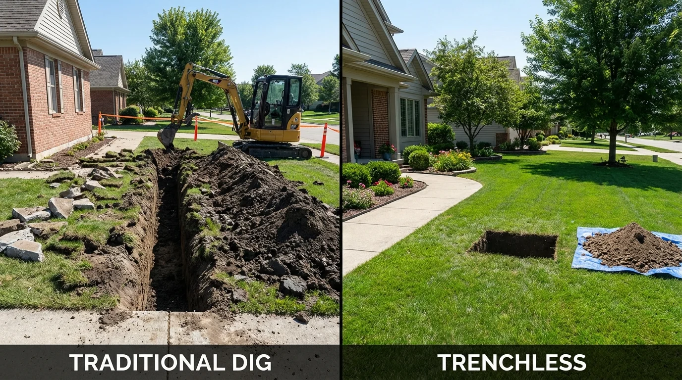 Trenchless sewer repair with minimal yard damage versus traditional excavation in San Jose, CA